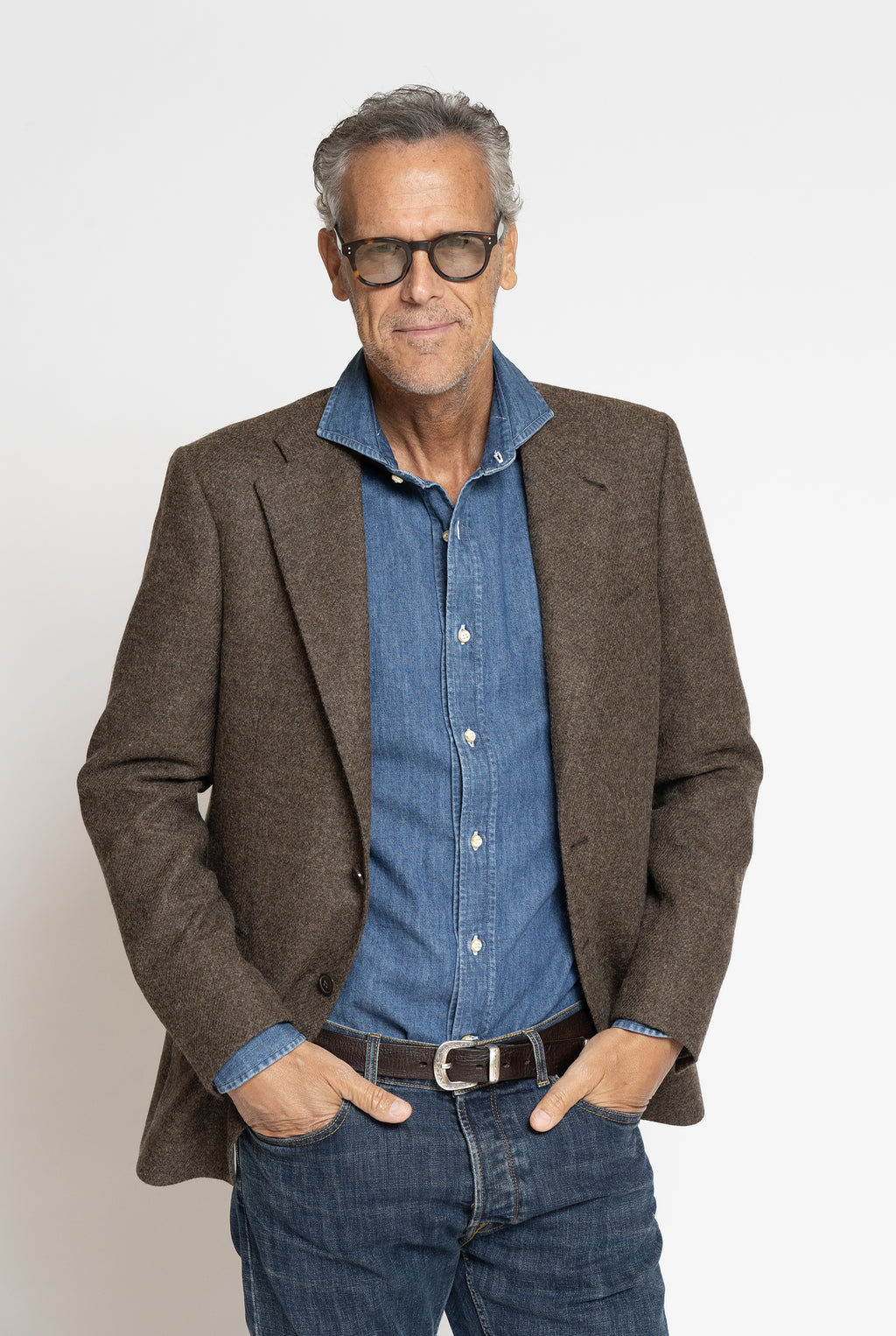 Blazer in Tessuto Harris Tweed Monopetto Marrone – Modesto Bertotto