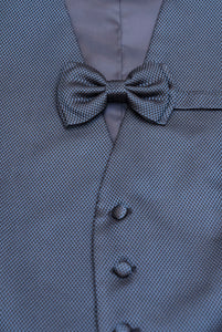 Navy piquet micro jaquard silk bow tie
