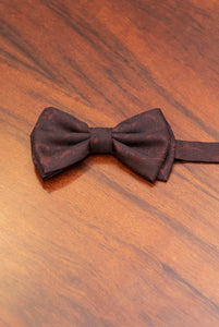 Burgundy damask wool silk bow tie