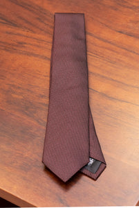Cravatta in seta micro fantasia jaquard bordeaux