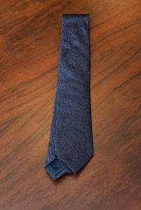 Tone-on-tone dark blue jacquard patterned tie