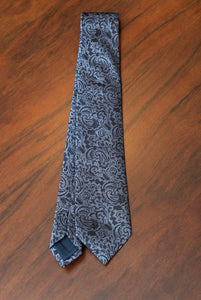 Blue tone-on-tone jacquard patterned tie