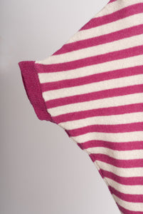 Single Size Cashmere T-Shirt Cream and Fuchsia