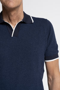 Polo in Spugna Collo Aperto Blu