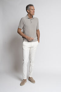 Polo in Maglia di Cotone Beige