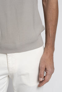 Polo in Maglia di Cotone Beige