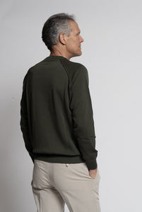 Maglia Girocollo in Cotone Verde Militare
