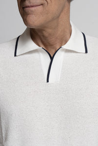 Polo in Spugna Collo Aperto Bianco