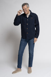 Overshirt in Cotone Tela Genova color Blu
