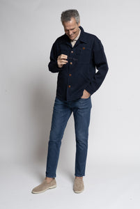 Overshirt in Cotone Tela Genova color Blu