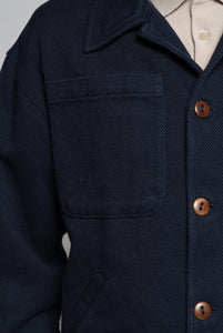 Overshirt in Cotone Tela Genova color Blu