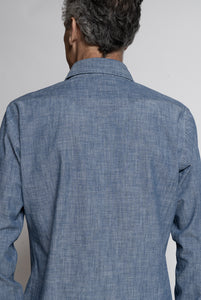 Bolzonella-Hemd aus geflammtem blauem Denim
