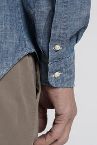 Bolzonella-Hemd aus geflammtem blauem Denim