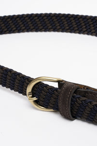 Cintura Elastica Intrecciata Marrone e Blu