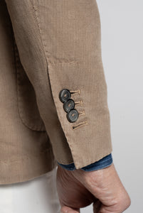 Beige Micro-Effect Cotton and Linen Blazer