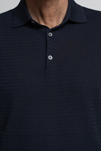 Polo in Maglia di Cotone Navy