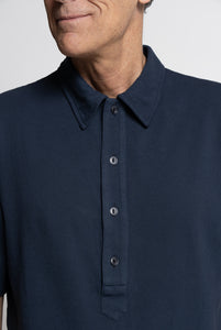 Polo in Piquet di Cotone Tela Genova Color Blu