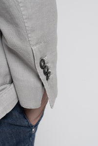 Light Grey Micro Effect Cotton and Linen Blazer
