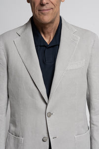 Light Grey Micro Effect Cotton and Linen Blazer