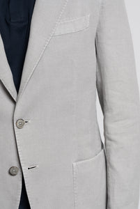 Light Grey Micro Effect Cotton and Linen Blazer