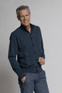 Leichtes Baumwoll-Sweatshirt mit Knopfleiste, Blau
