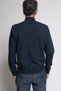 Leichtes Baumwoll-Sweatshirt mit Knopfleiste, Blau
