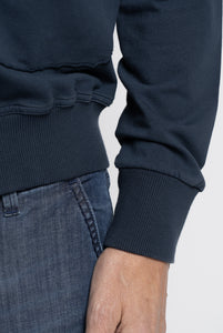 Leichtes Baumwoll-Sweatshirt mit Knopfleiste, Blau