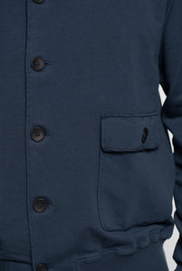 Leichtes Baumwoll-Sweatshirt mit Knopfleiste, Blau