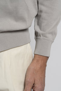 Felpa in Cotone Leggera con Zip Grigio Chiaro