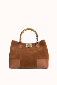 Borsa Betty in Suede con manici in bamboo