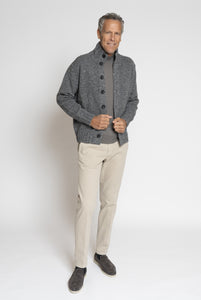 Cardigan Collo Alto in Lana Cashmere Grigio Melange