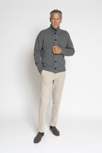 Cardigan Collo Alto in Lana Cashmere Grigio Melange
