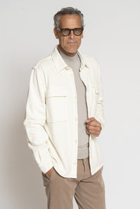Overshirt In Cotone pesante Crema