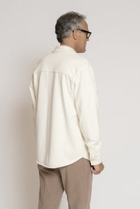 Overshirt In Cotone pesante Crema