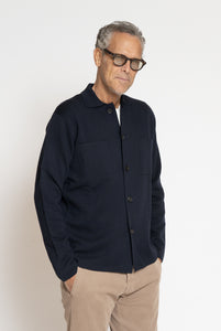 Giacca in Maglia in Lana Merino Navy