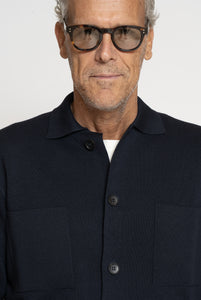 Giacca in Maglia in Lana Merino Navy