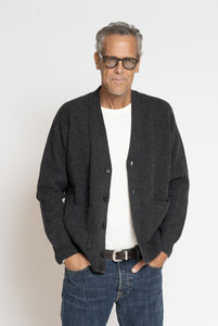 Cardigan Costa Inglese Lana Cashmere Grigio Antracite