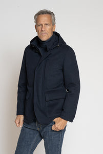 Giaccone in Tessuto Loro Piana Lana Cashmere Blu - Realizzabile Anche Su Misura