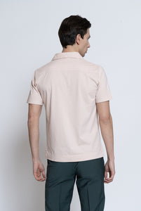 Polo in Cotton Jersey Sailor Collar Pale Pink