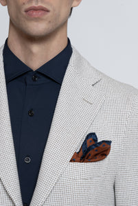 Giacca Maglia in Cotone Seta Micro Effetto Grigio Chiaro