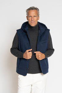 Vest made with Loro Piana Green Storm System fabric color Blue 