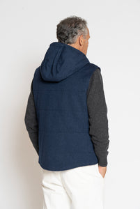 Vest made with Loro Piana Green Storm System fabric color Blue 
