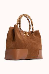 Borsa Betty in Suede con manici in bamboo