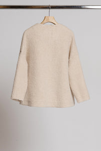 Cappotto in lana con collo staccabile Crema