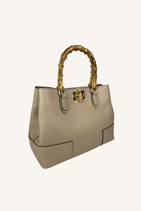 Borsa Bettina in pelle con manici in bamboo