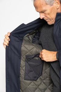 Cappotto in Lana Blu Navy con fodera staccabile