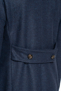 Cappotto Monopetto in Lana Blu Melange