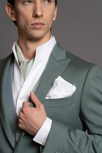 Sage green 130's fabric half-tight, peak lapel