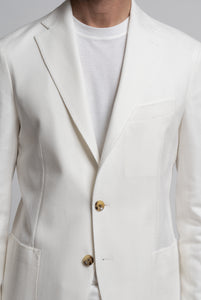Two Button Blazer in Micro Effect Fabric White