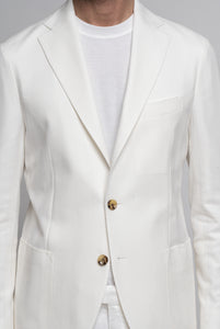 Two Button Blazer in Micro Effect Fabric White